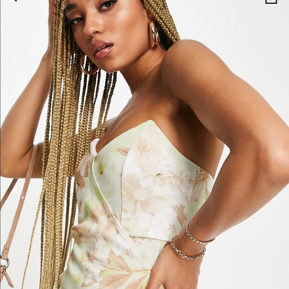 NWT ASOS Design Bandeau Floral Midi Dress - Picture 3 of 5